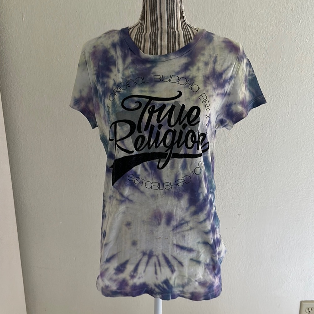 True religion, tie-dyed, short sleeve T-shirt